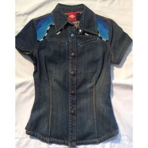 NWOT OILILY Denim Summer Festival Shirt Jacket/Summer Festival Sz 32